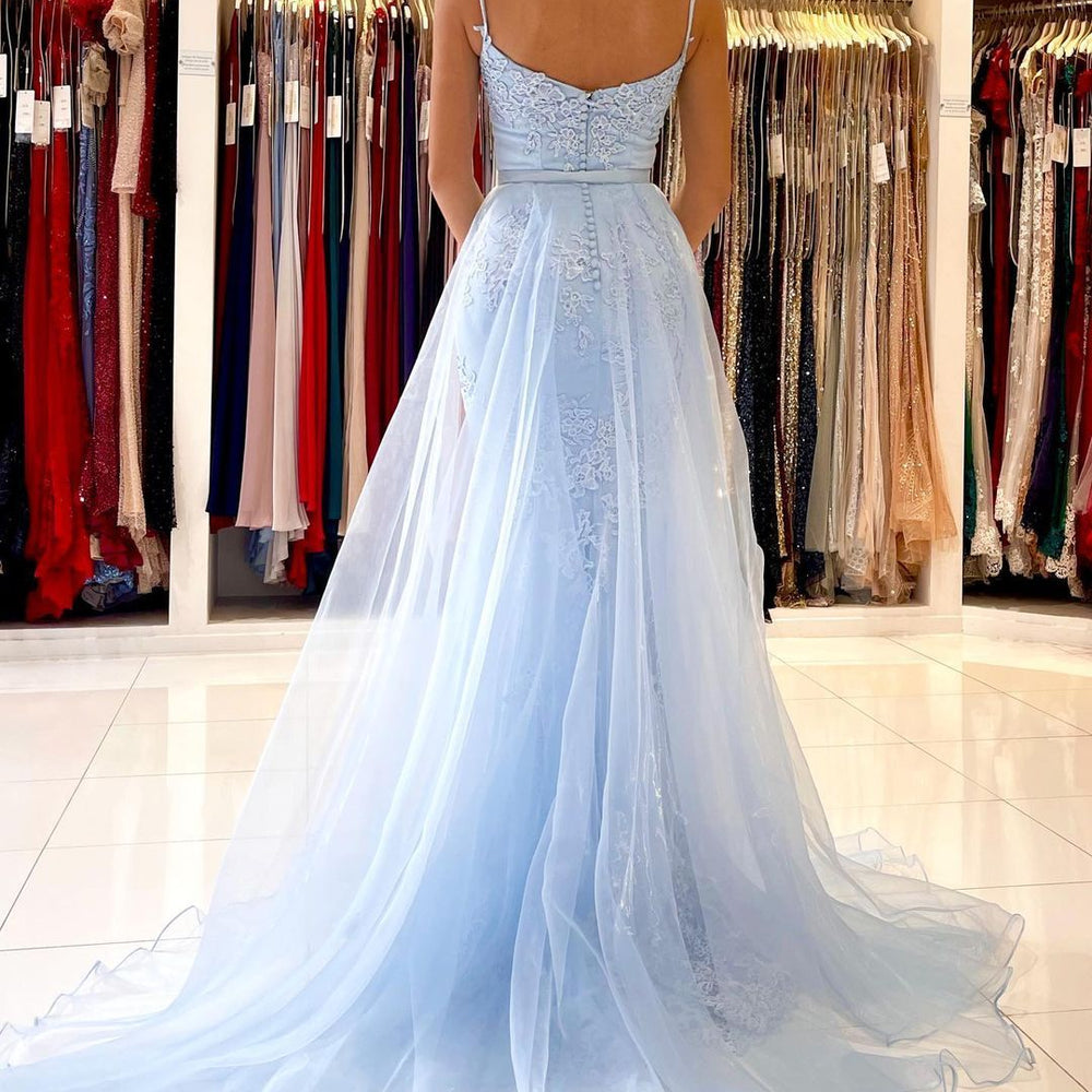 
                      
                        Sky Blue Lace Mermaid Prom Dress
                      
                    