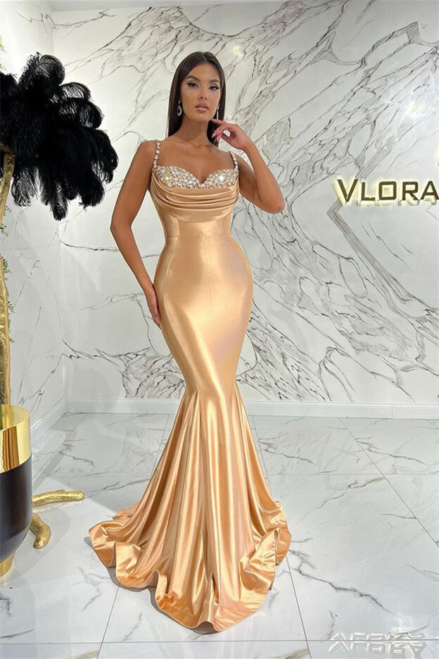 Spaghetti-Straps Sweetheart Mermaid Evening Dress with Sequins Online