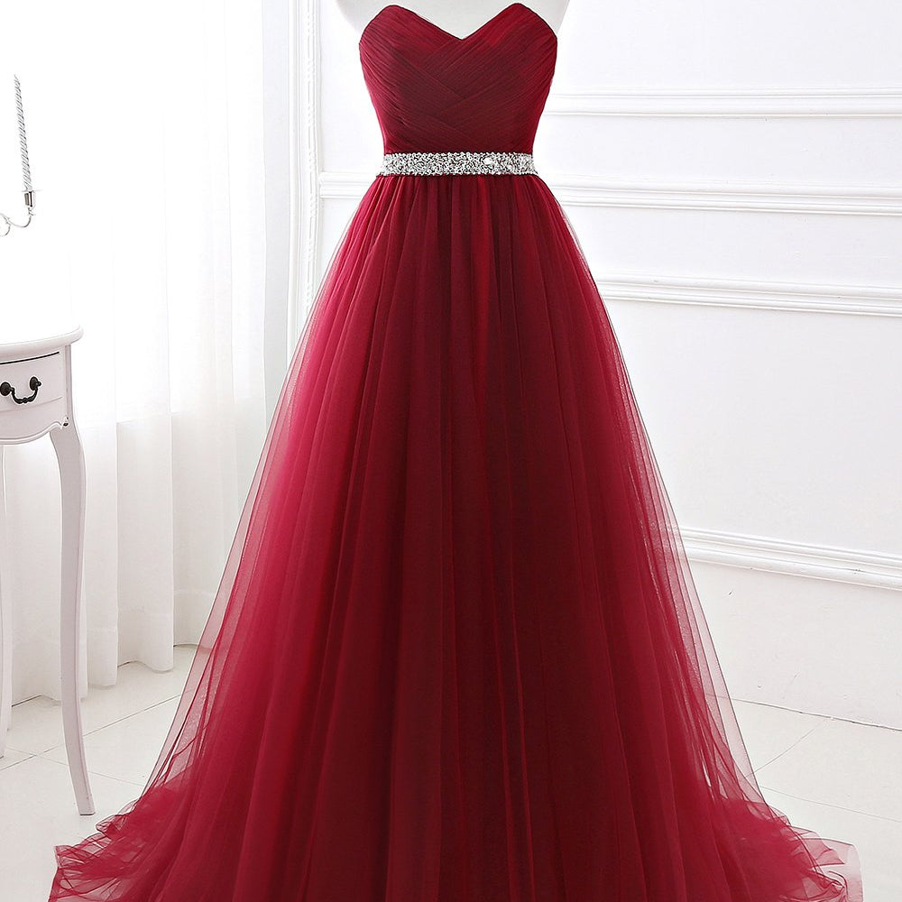 Burgundy Sweetheart Long Evening Dress