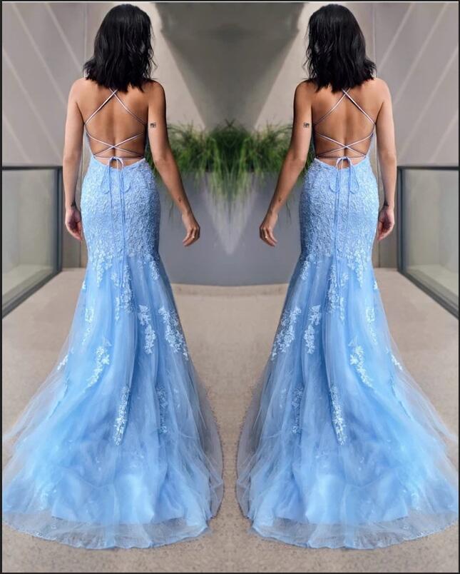 
                      
                        Sky Blue Halter Mermaid Prom Dress
                      
                    