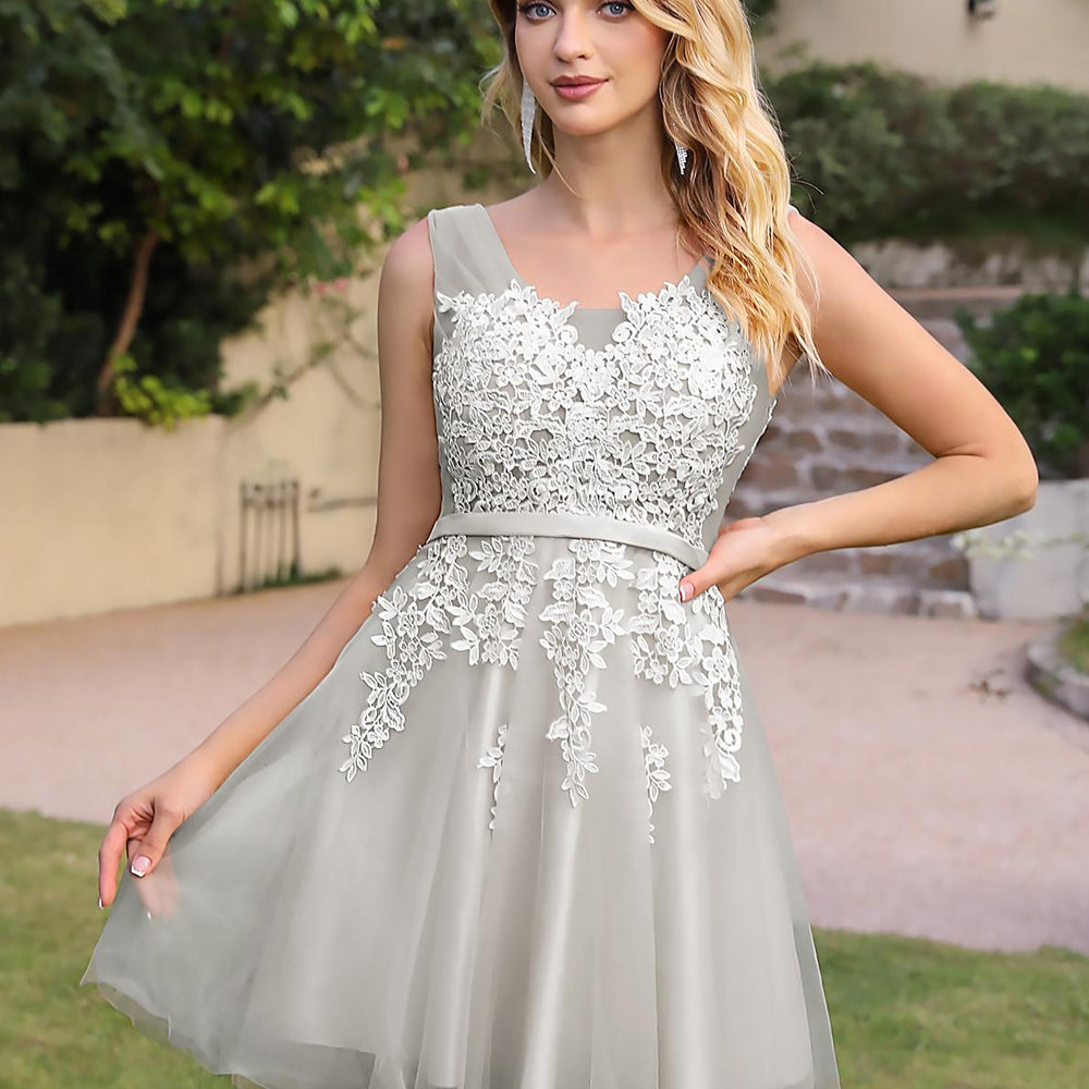 
                      
                        Beautiful Sleeveless lace-up Short homecoming Dress Tulle Lace Appliques
                      
                    