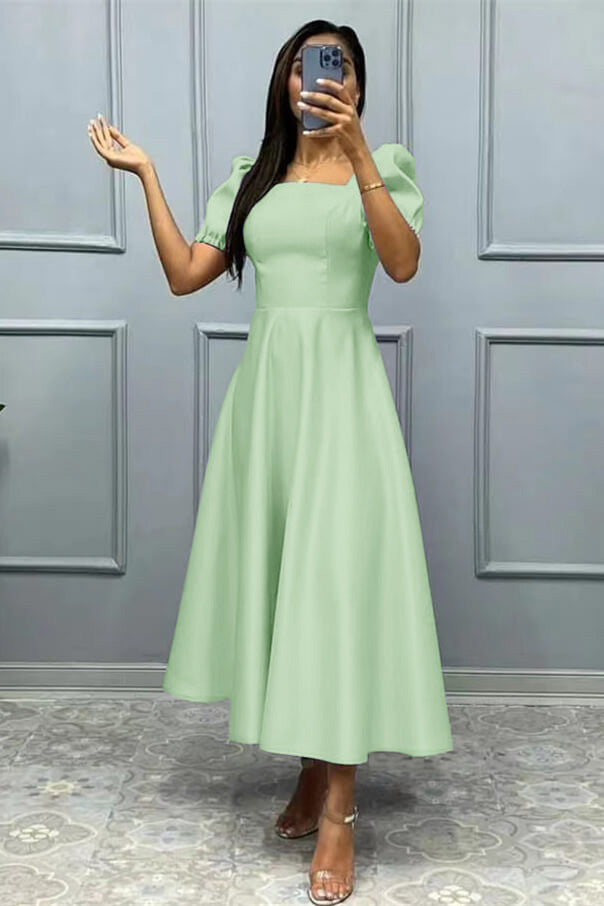 
                      
                        Elegant Square A-Line Prom Dress with Short Sleeves
                      
                    