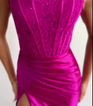 
                      
                        Fuchsia Bateau Sleeveless Prom Dress with Appliques and Slit
                      
                    