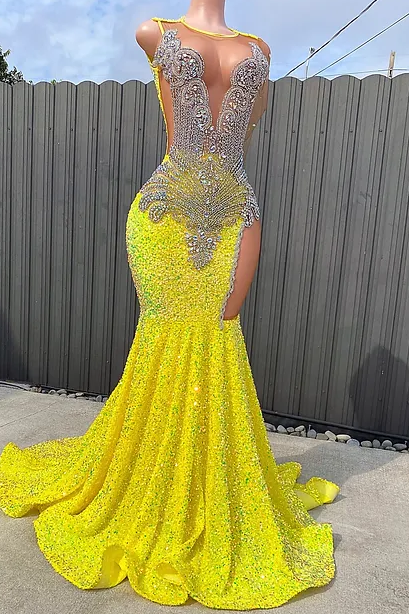 
                      
                        Glitter Round neck Sequins Beaded Mermaid Prom Dresses
                      
                    