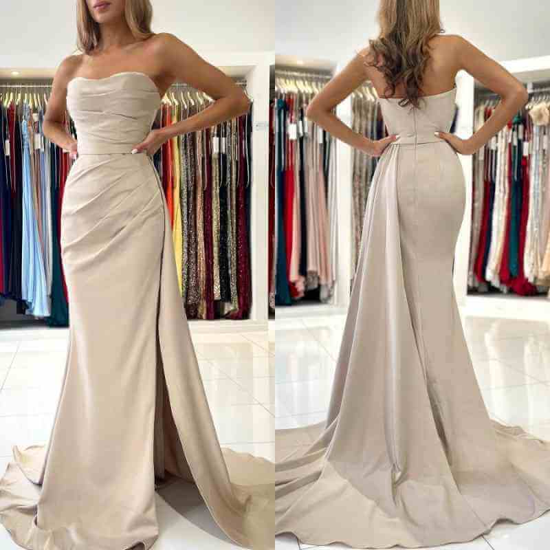 
                      
                        Elegant Strapless Mermaid Evening Dress with Split
                      
                    