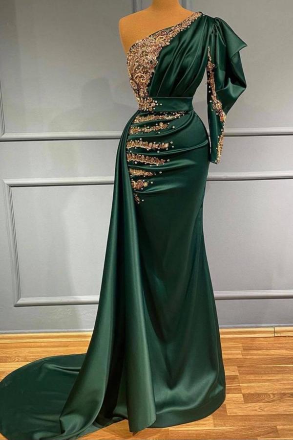 
                      
                        Dark Green One Shoulder Mermaid Prom Dress
                      
                    