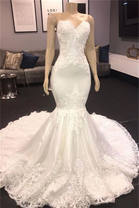 Sweetheart Sleeveless Lace Mermaid Wedding Dress