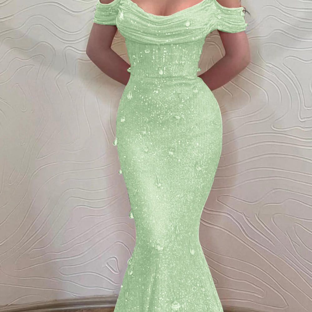 
                      
                        Orange Mermaid Off-The-Shoulder Prom Dress with Sequins
                      
                    