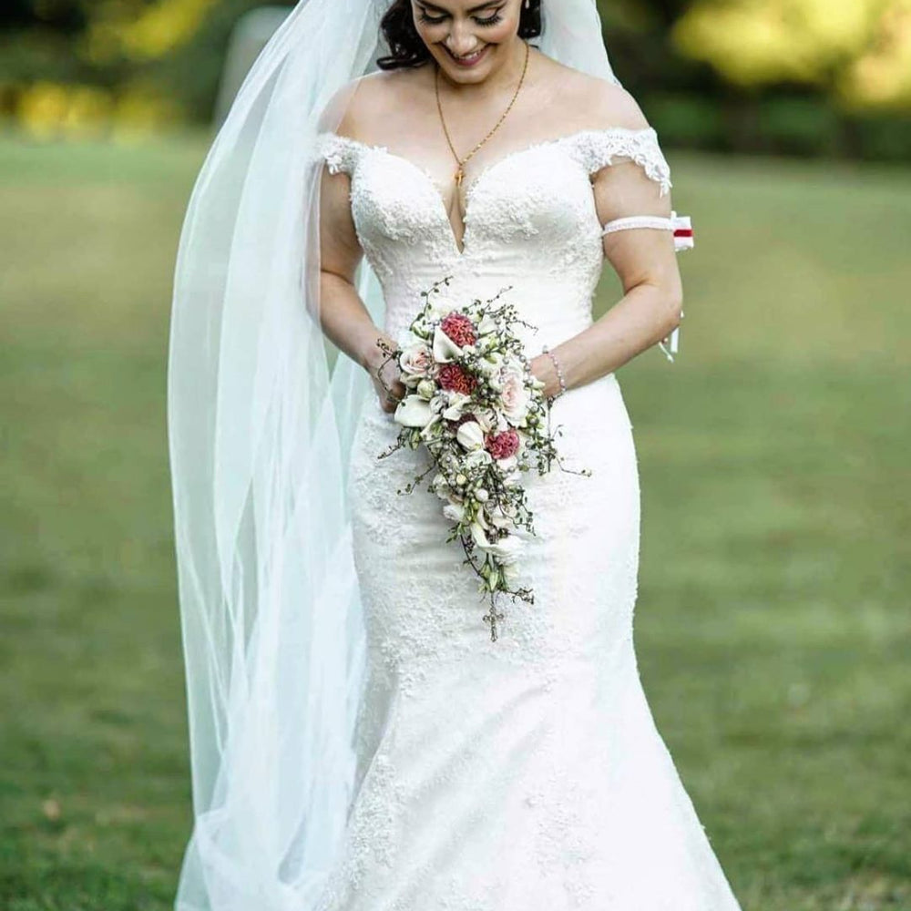 
                      
                        A-Line Long Wedding Dress With V-neck Lace Tulle
                      
                    