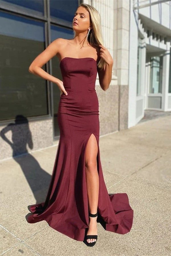 Burgundy Sweetheart Mermaid Prom Dress