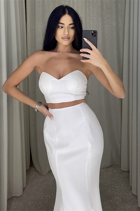 
                      
                        White Two-Piece Mermaid Prom Dress
                      
                    