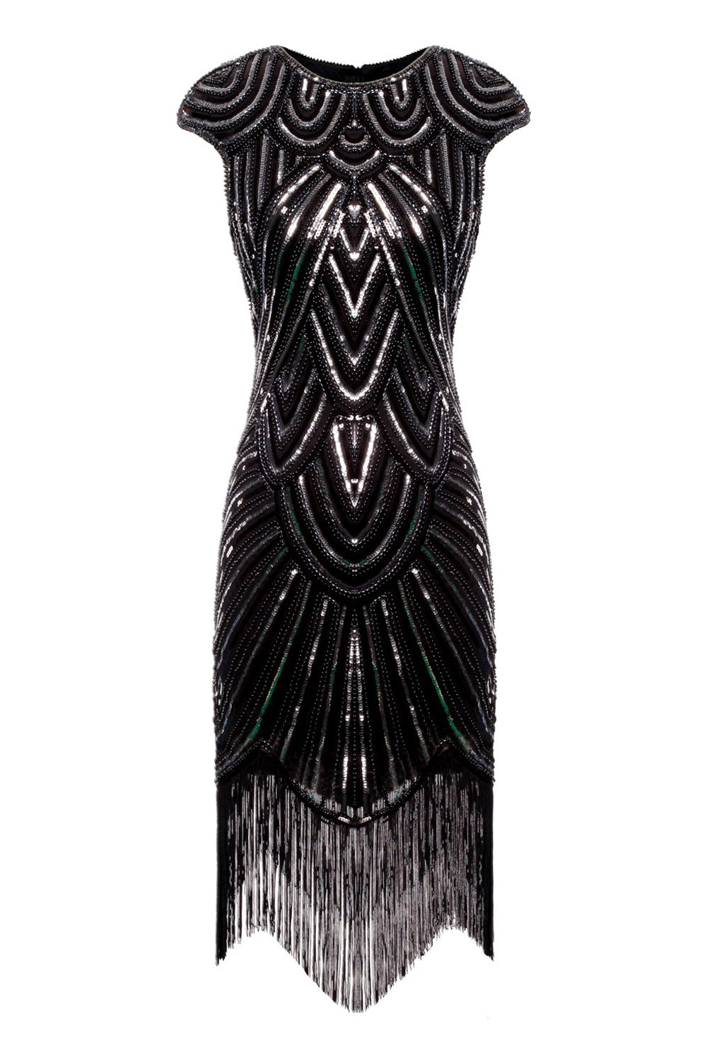 Black Gatsby Glitter Fringe Dress