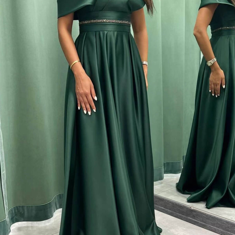 Elegant Off-the-Shoulder Long Evening Dress Pleated and On Sale