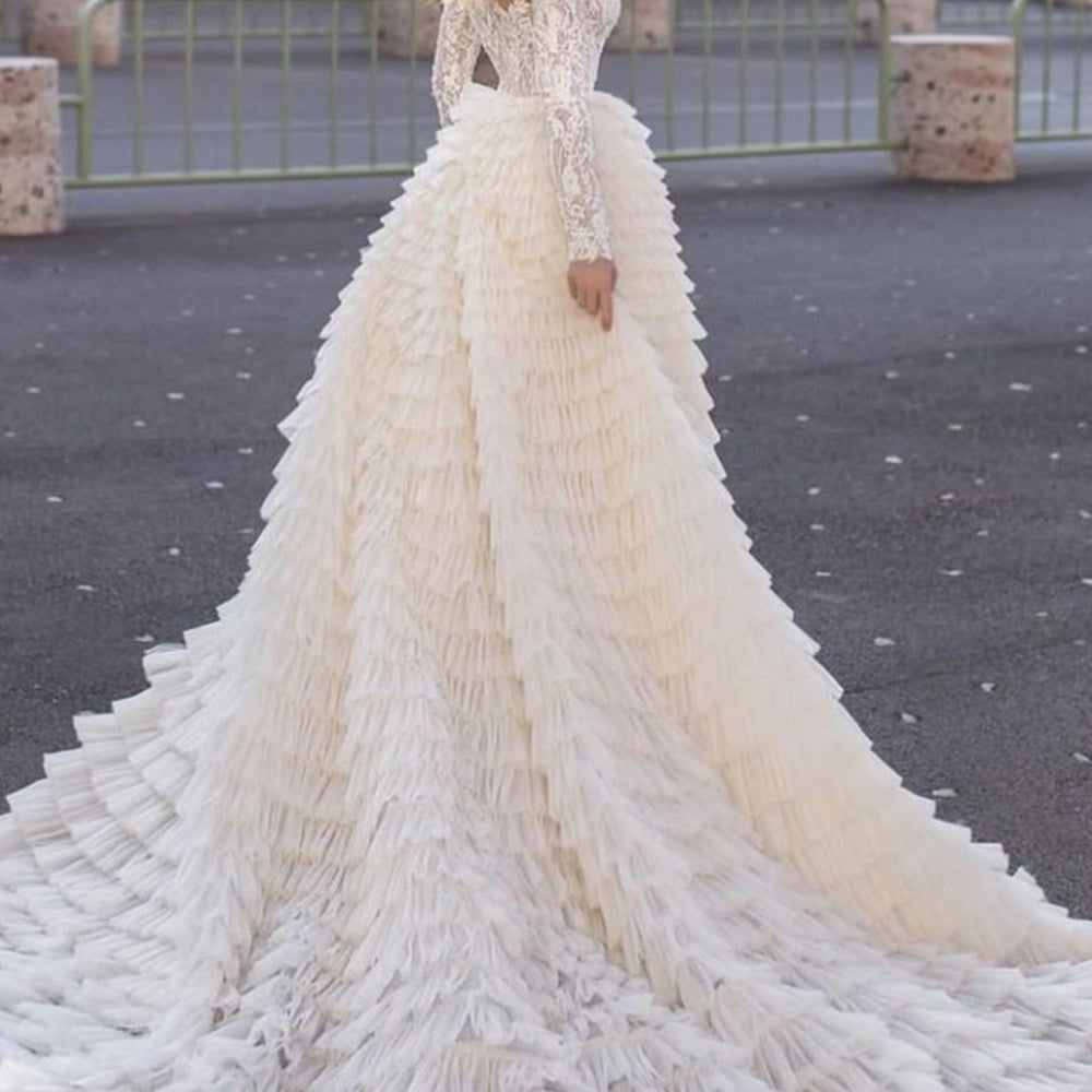 
                      
                        Off-the-Shoulder A-Line Long Sleeve Mermaid Wedding Dress with Train
                      
                    