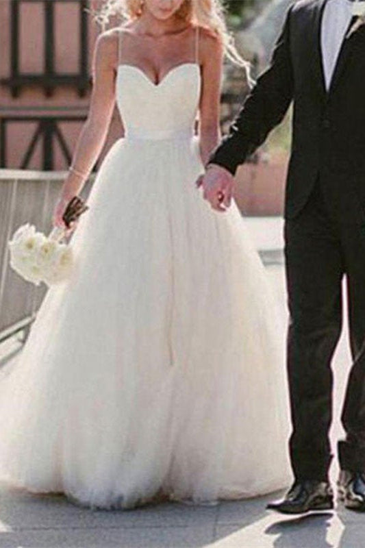 Spaghetti Strap Tulle Wedding Dress