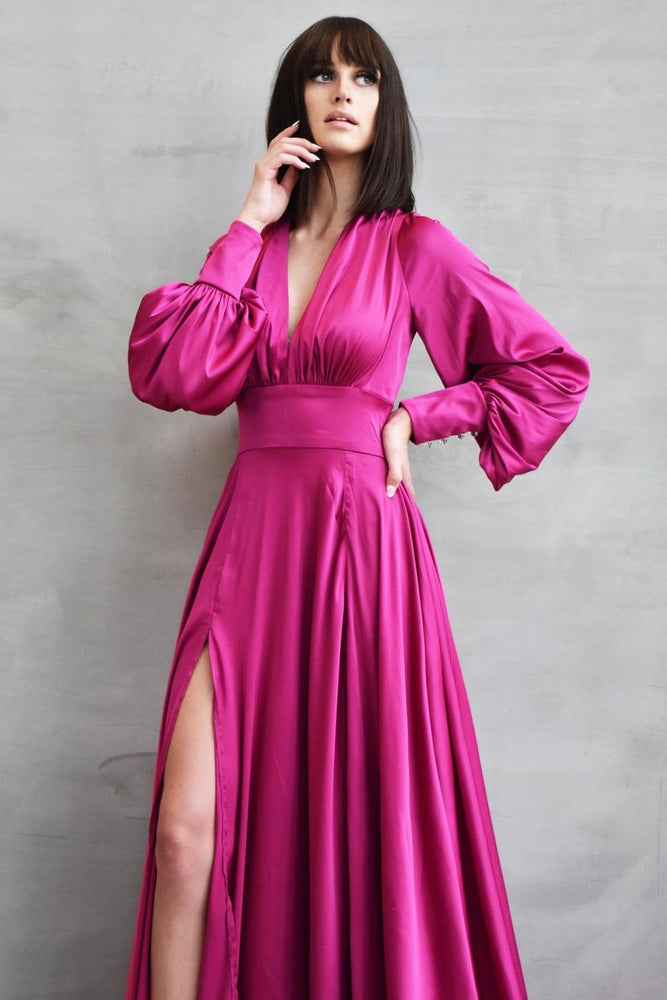 
                      
                        Long Sleeves V-Neck Prom Dress with Slit
                      
                    