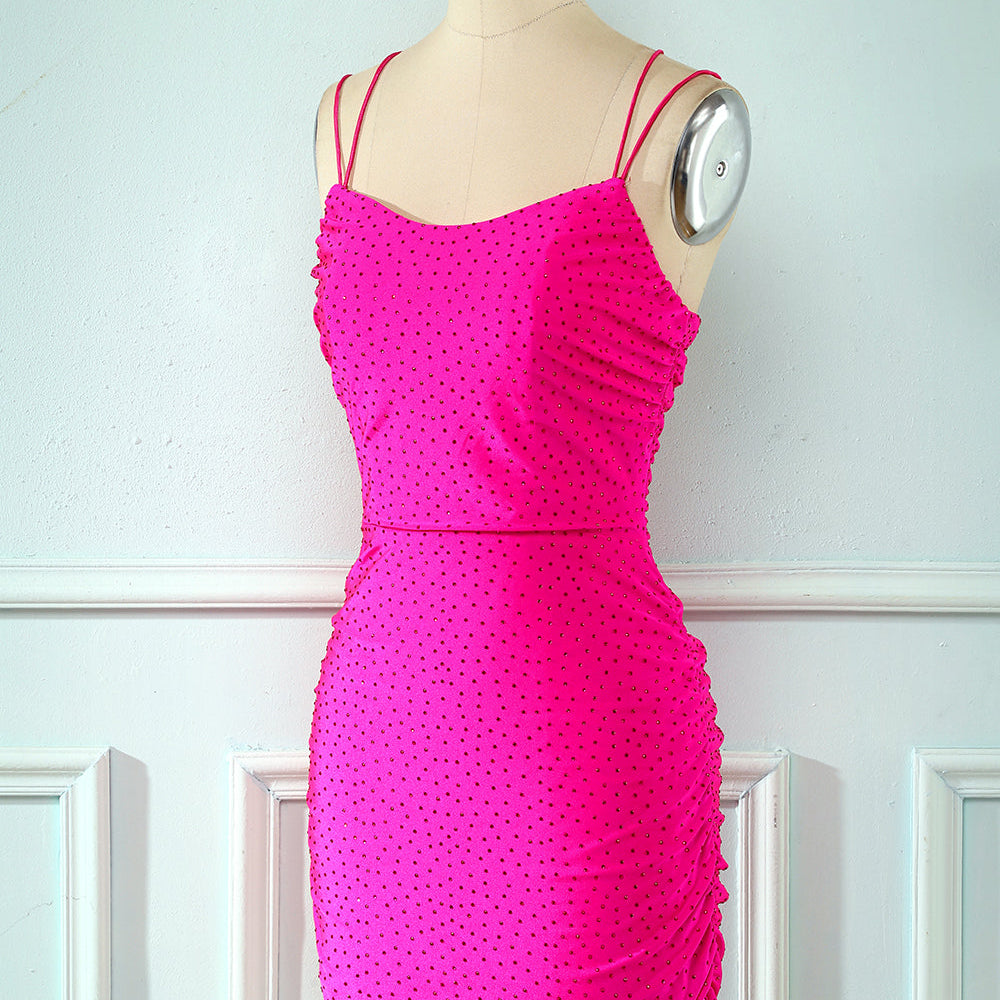 
                      
                        Rose Pink Lace-Up Tight Homecoming Dress
                      
                    