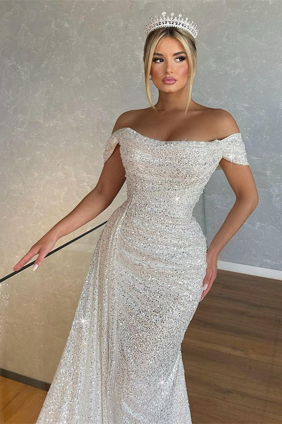 
                      
                        Gorgeous Off-The-Shoulder Strapless Mermaid Prom Dress with Sequins
                      
                    