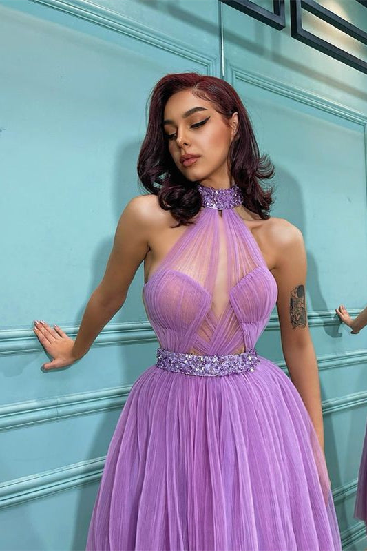 
                      
                        Lavender High Neck Short Tulle Prom Dress
                      
                    