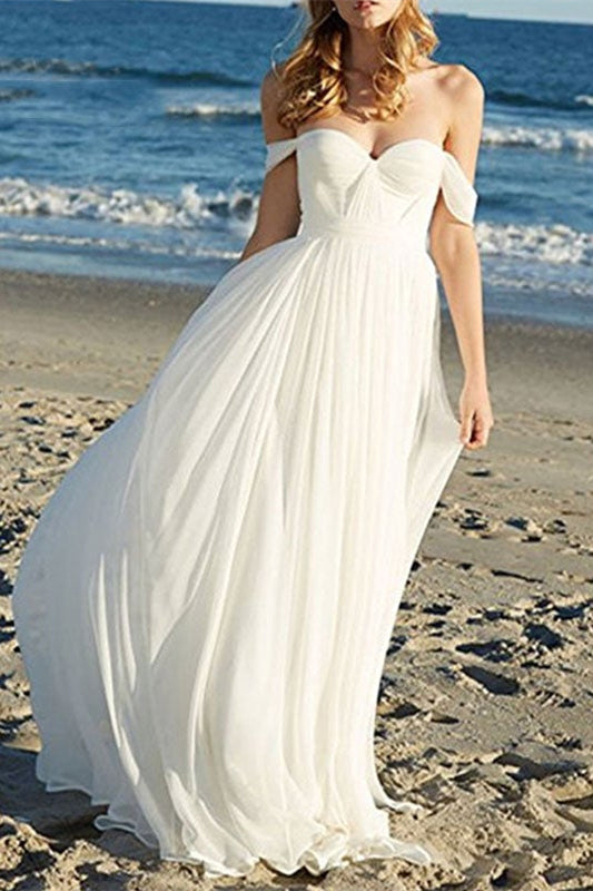 Off-the-Shoulder Chiffon Wedding Dress PD0363