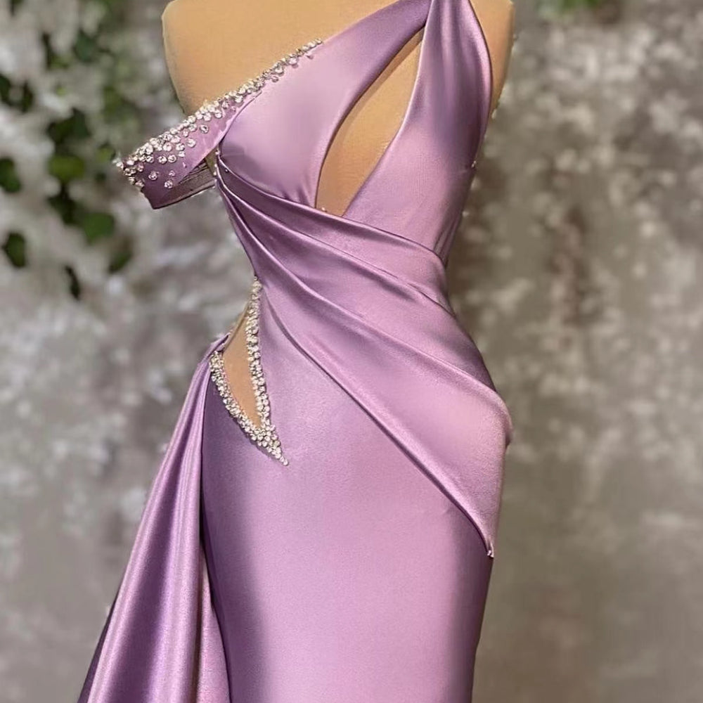 
                      
                        Lilac Off-the-Shoulder Sleeveless Mermaid Prom Dress with Rhinestones
                      
                    