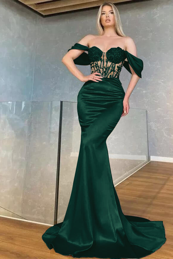 
                      
                        Off-the-Shoulder Sweetheart Mermaid Prom Dress with Beads
                      
                    