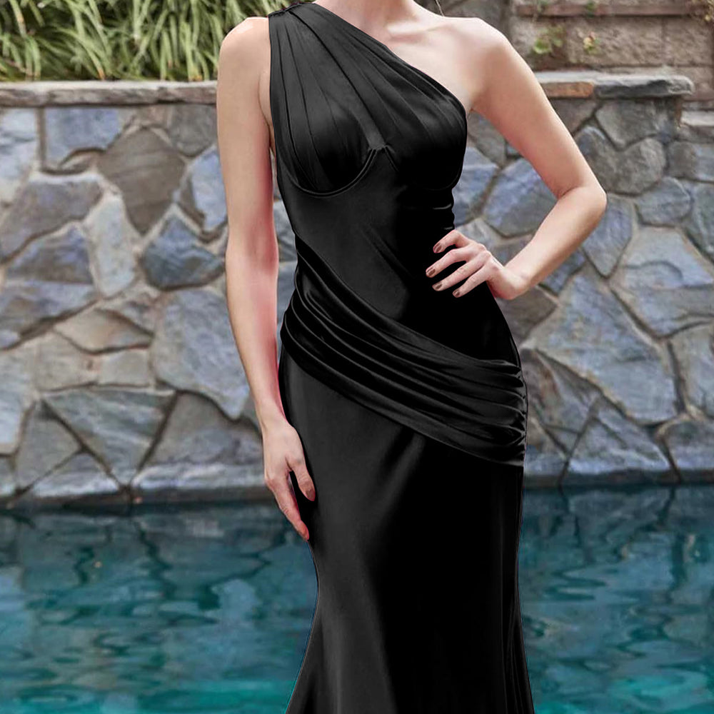 
                      
                        Elegant One-Shoulder Sleeveless Mermaid Prom Dress
                      
                    