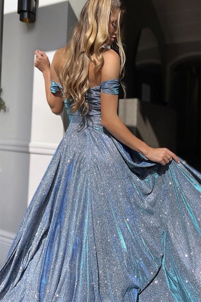 
                      
                        V-Neck Off-The-Shoulder Sequined Mermaid Evening Dress with Front Split
                      
                    