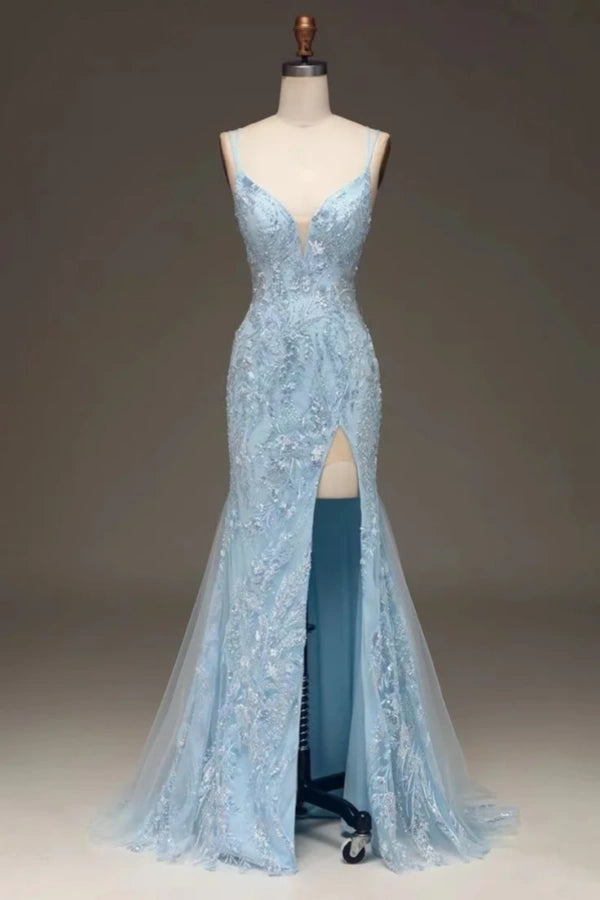 
                      
                        Elegant Slimming Sky Blue Sequin Prom Dress Long
                      
                    