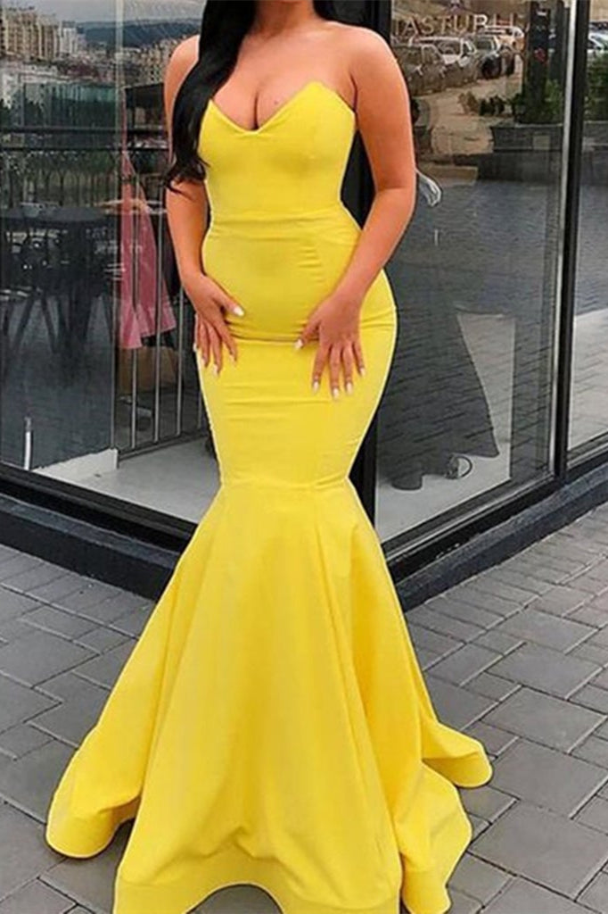 Yellow Sweetheart Mermaid Evening Dress