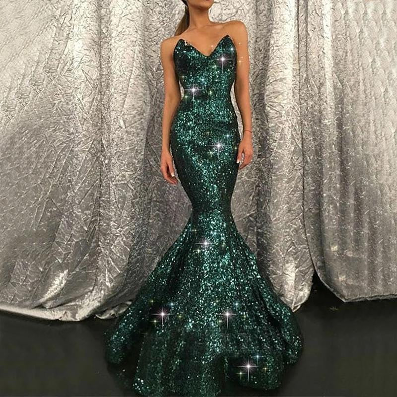 
                      
                        Dark Green Sweetheart Mermaid Prom Dress with Sequins
                      
                    