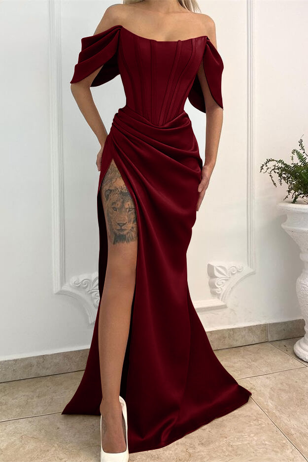 
                      
                        Off-the-Shoulder Long Mermaid Prom Dress with Split
                      
                    