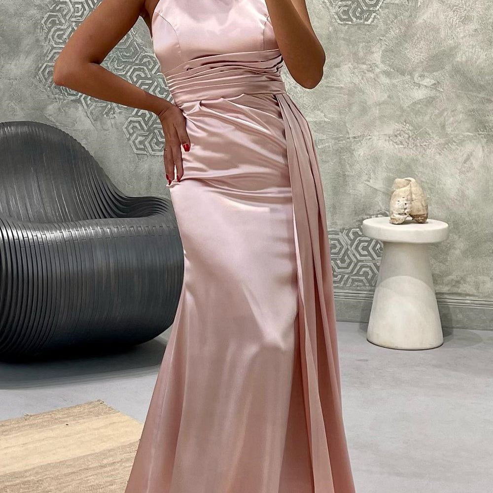 Elegant Jewel Strapless Mermaid Long Prom Dress with Pleats