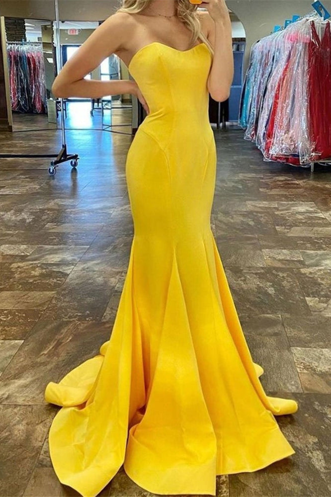 Yellow Mermaid Long Prom Dress