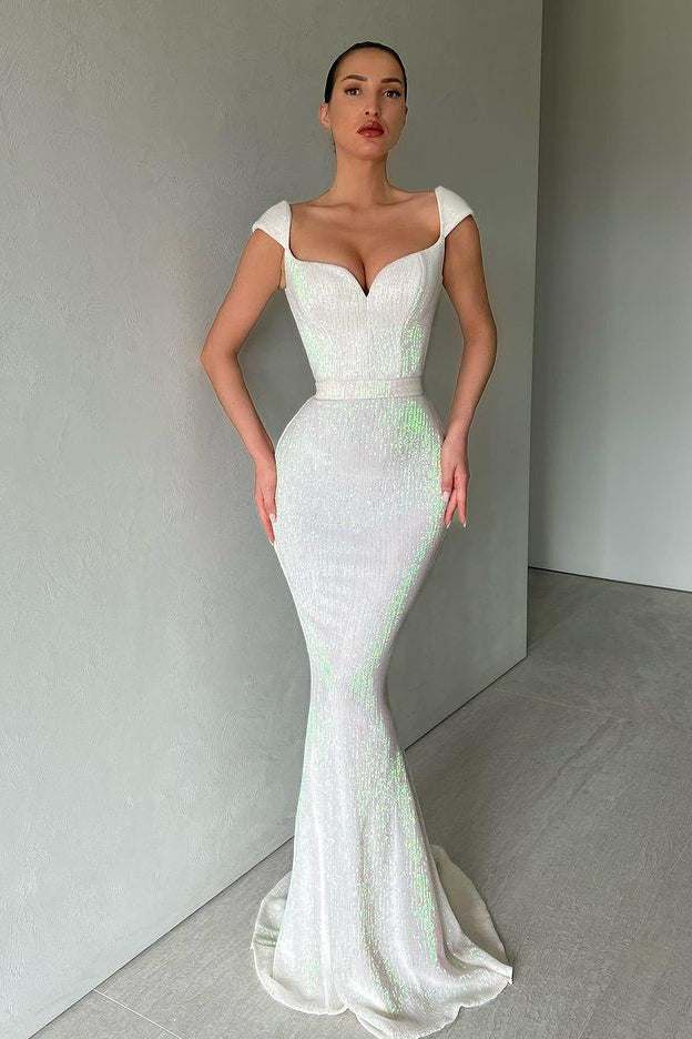 
                      
                        Cap Sleeves Long Sequins Prom Dress Mermaid
                      
                    