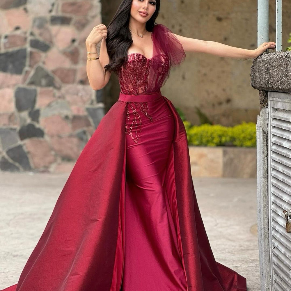 
                      
                        Red Long A-Line Prom Dress with Sequin Beads
                      
                    