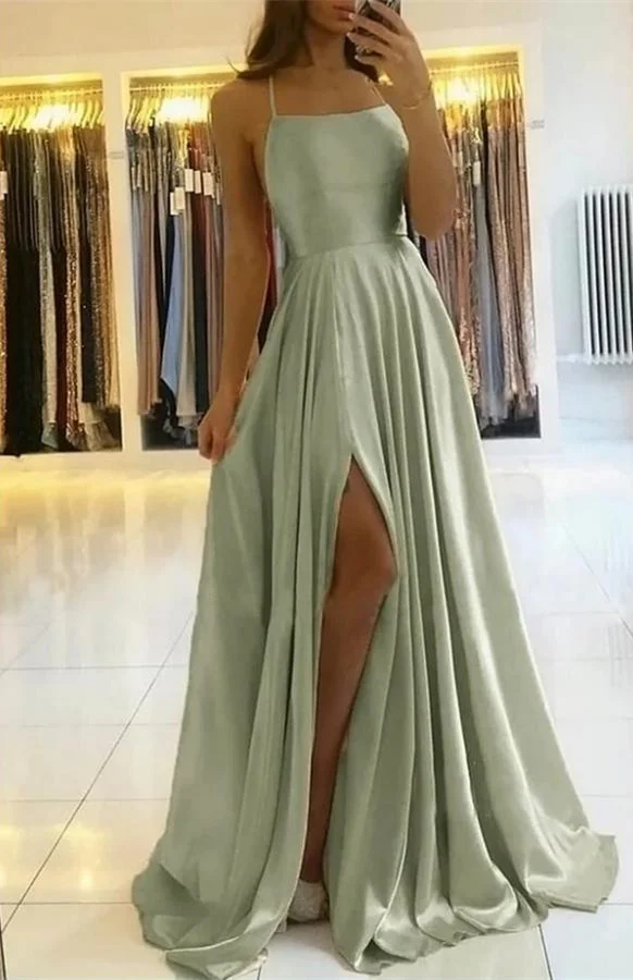 
                      
                        Spaghetti-Straps Prom Dress with Slit
                      
                    