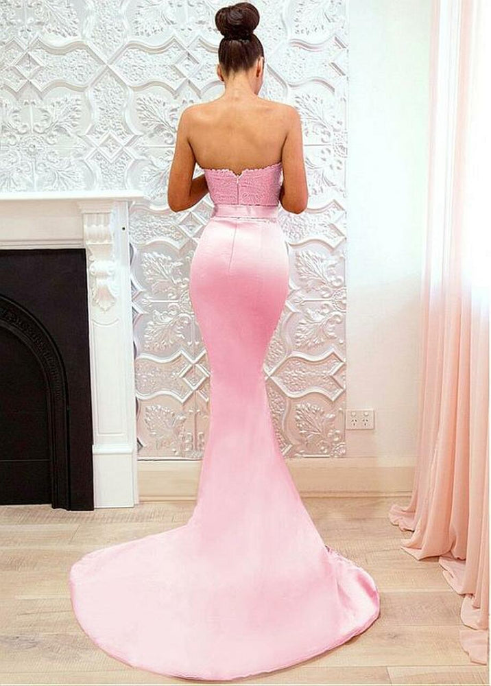 
                      
                        Pink Sweetheart Lace Mermaid Evening Dress
                      
                    