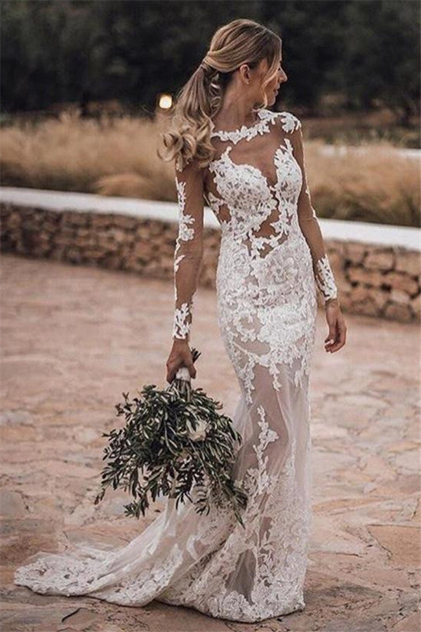 Long Sleeve Lace Mermaid Wedding Dress