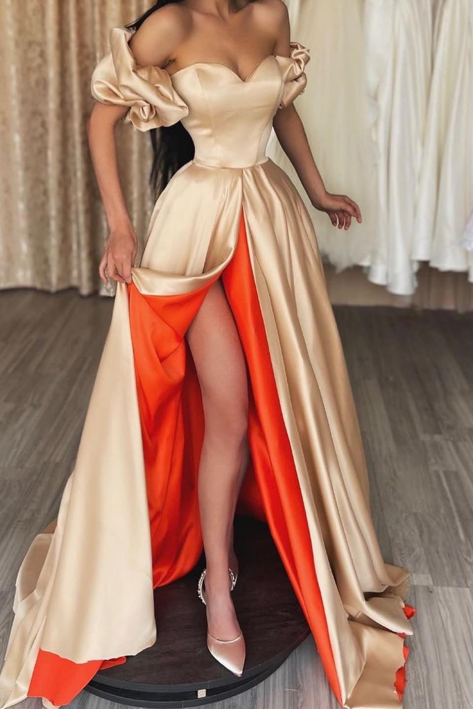 Sweetheart Off-the-Shoulder Long Prom Dress with Split