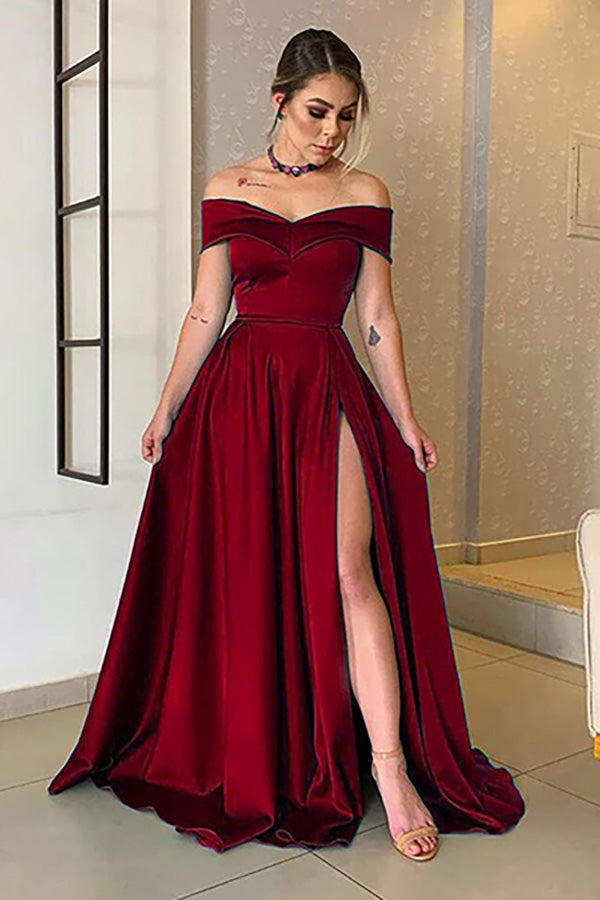 
                      
                        Off-the-Shoulder Split Prom Dress Long
                      
                    