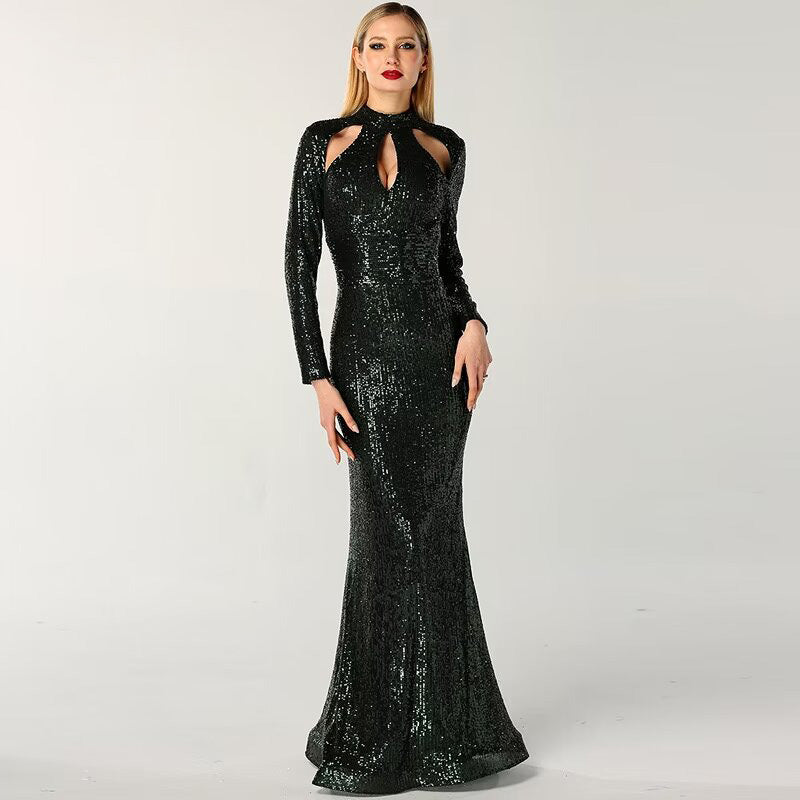 
                      
                        Black Green Long Sleeve Sexy Mermaid Prom Dress
                      
                    