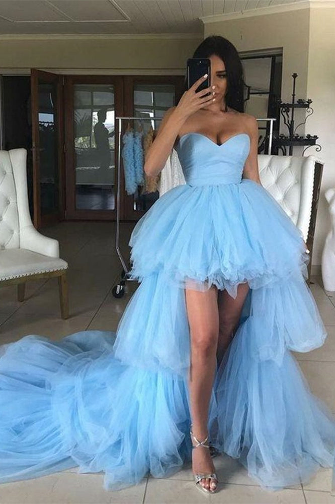 
                      
                        Blue Sweetheart Tulle Hi-Lo Prom Dress
                      
                    