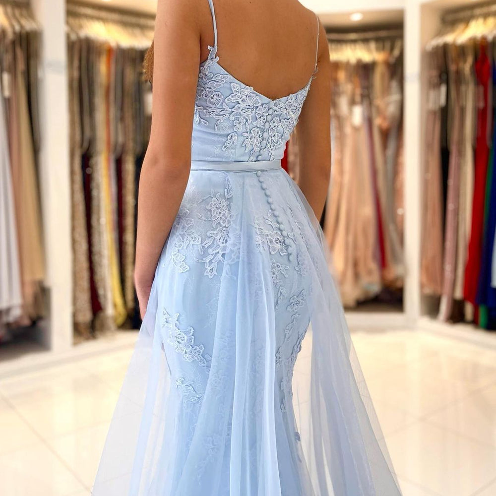 
                      
                        Sky Blue Lace Mermaid Prom Dress
                      
                    