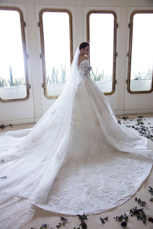 
                      
                        Off-the-Shoulder Sweetheart Long Sleeve A-Line Backless Wedding Dress with Lace, Appliques, and Crystal
                      
                    