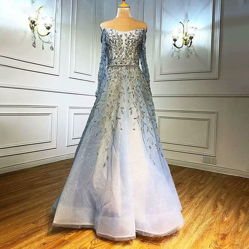 
                      
                        Elegant Sequin Appliques Prom Dress with Long Sleeve V-Neck A-Line Style
                      
                    