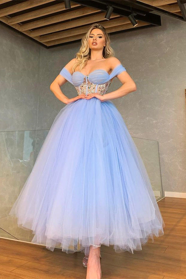 639. Off-the-Shoulder Prom Dress Sweetheart with Crystals