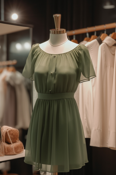 For Sale Dark Green Jewel Short Chiffon Sleeve Bridesmaid Dress