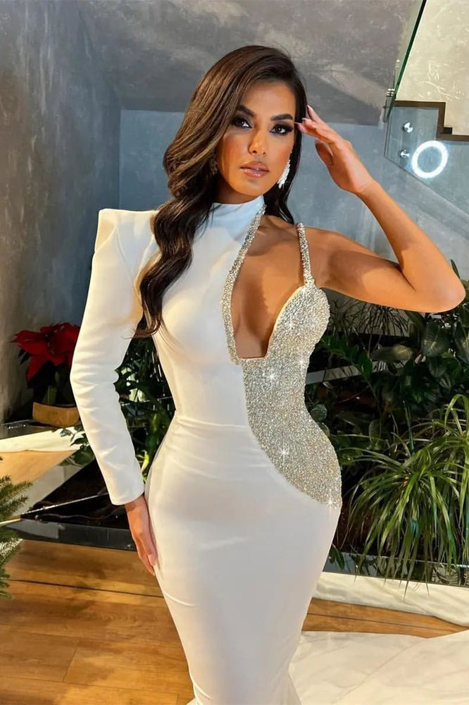 
                      
                        Beautiful White Cut Out One Shoulder Mermaid Prom Dress
                      
                    