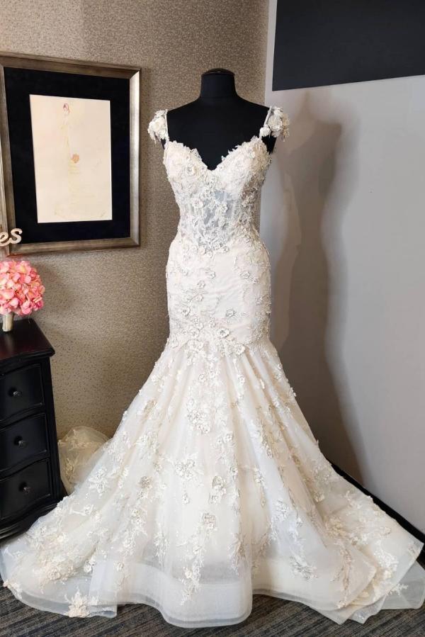 Sleeveless Sweetheart Backless Mermaid Wedding Dress with Lace